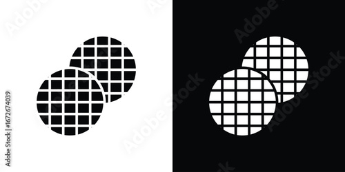 Stroopwafel icons in black and white clipart style