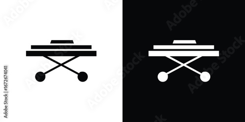 Stretcher icons in black and white clipart style