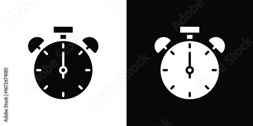Stopwatch icons in black and white clipart style