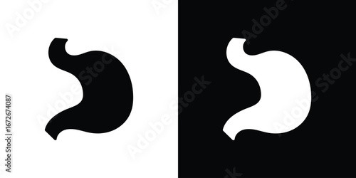 Stomach icons in black and white clipart style