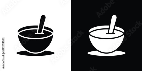 Soup icons in black and white clipart style
