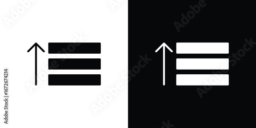 Sort amount up icons in black and white clipart style