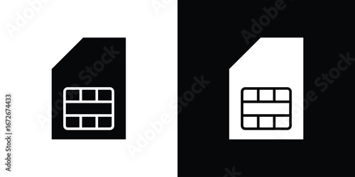 Sim card icons in black and white clipart style