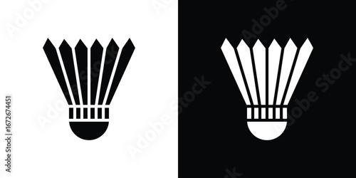 Shuttlecock icons in black and white clipart style