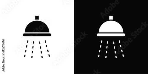Shower down icons in black and white clipart style