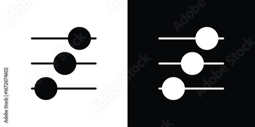 Settings sliders icons in black and white clipart style