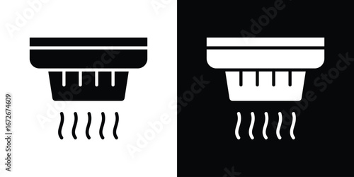 Sensor smoke icons in black and white clipart style
