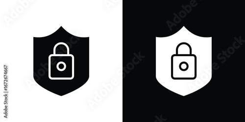 Security icons in black and white clipart style