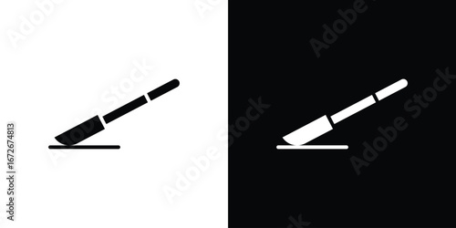 Scalpel path icons in black and white clipart style