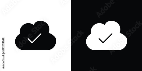 Saved to drive icons in black and white clipart style
