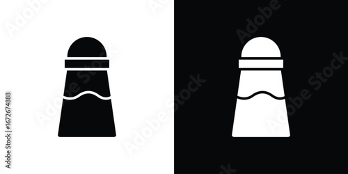 Salt shaker icons in black and white clipart style