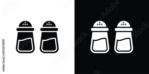 Salt pepper icons in black and white clipart style