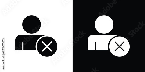 Remove user icons in black and white clipart style