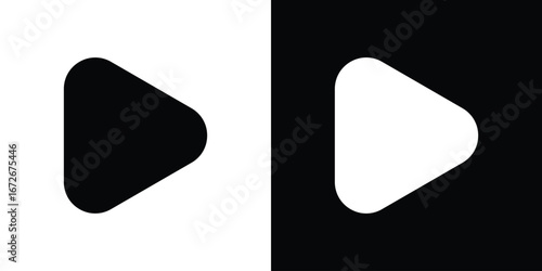 Play icons in black and white clipart style