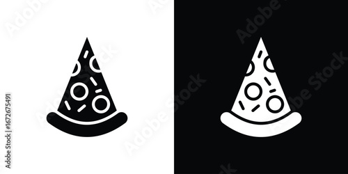 Pizza slice icons in black and white clipart style