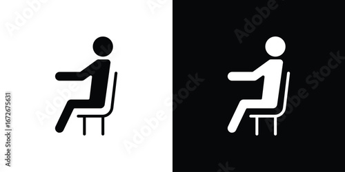 Person seat icons in black and white clipart style