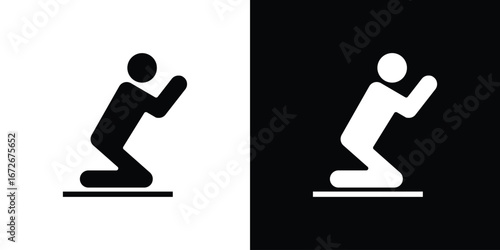 Person Praying icons in black and white clipart style