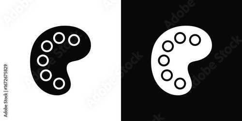 Palette icons in black and white clipart style