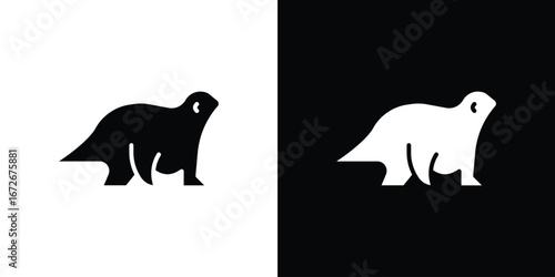 Otter icons in black and white clipart style