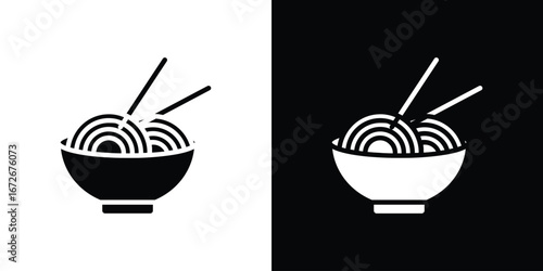 Noodles icons in black and white clipart style