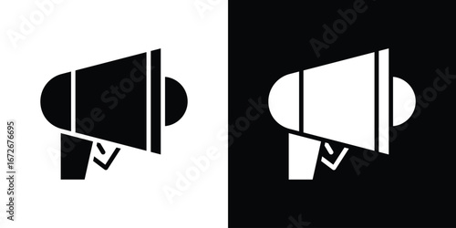 Megaphone icons in black and white clipart style