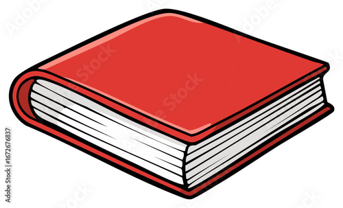 Classic red hardcover book open with white pages showcasing its binding and spine