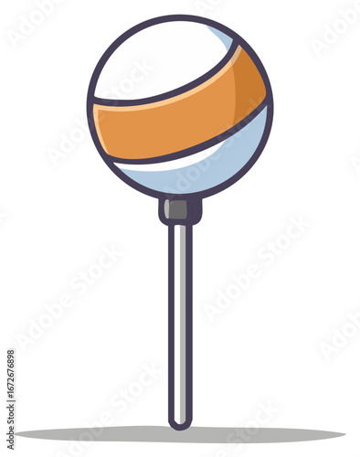 Striped round lollipop sweet candy flat vector design icon