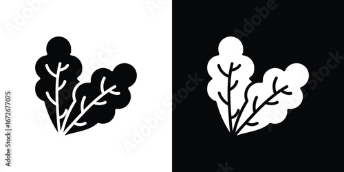 Lettuce icons in black and white clipart style