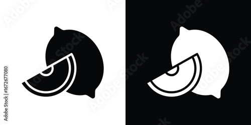 Lemon icons in black and white clipart style