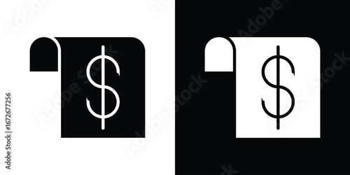 Invoice icons in black and white clipart style