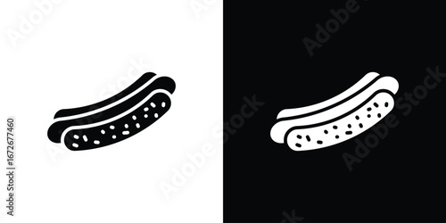 Hotdog icons in black and white clipart style