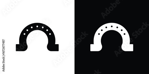 Horseshoe icons in black and white clipart style