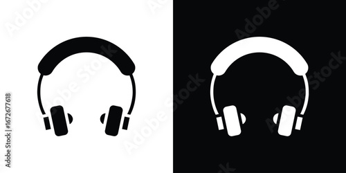 Headset icons in black and white clipart style