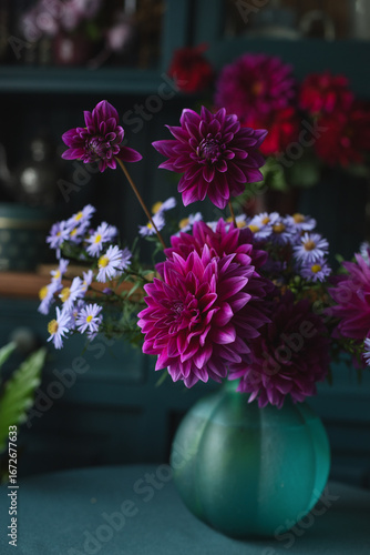 Wallpaper Mural Bouquet of Purple Dahlia Thomas Edison in a vase Torontodigital.ca