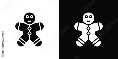 Gingerbread man icons in black and white clipart style