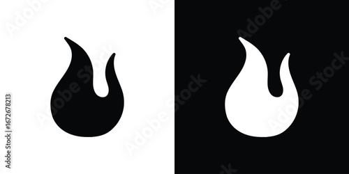 Flame icons in black and white clipart style