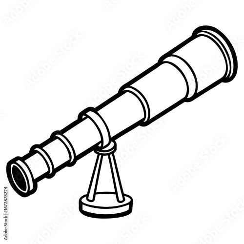 Vintage telescope on a stand, a classic optical instrument for viewing distant objects