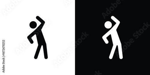 Fitness exercise icons in black and white clipart style