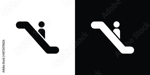 Escalator icons in black and white clipart style