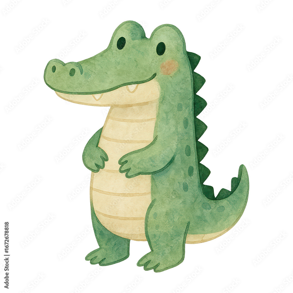 Obraz premium PNG Cute cartoon crocodile illustration.