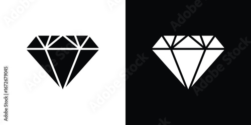 Diamond icons in black and white clipart style