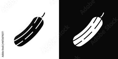 Cucumber icons in black and white clipart style