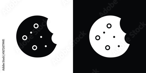 Cookie icons in black and white clipart style
