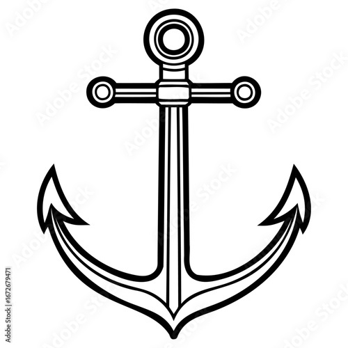 A classic ship anchor with a detailed outline, symbolizing maritime adventure and stability