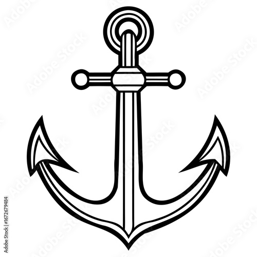 Classic anchor illustration with a nautical theme, symbolizing maritime adventure and stability
