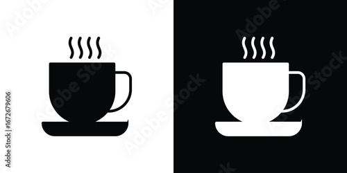 Coffee icons in black and white clipart style