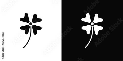Clover icons in black and white clipart style
