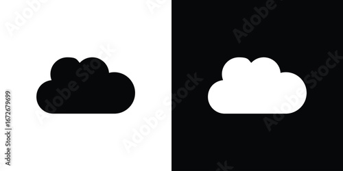 Cloud icons in black and white clipart style