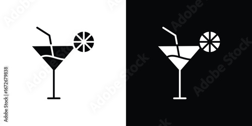 Citrus Glass icons in black and white clipart style