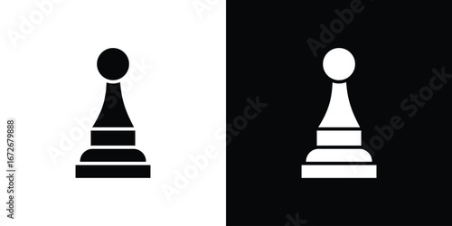 Chess pawn icons in black and white clipart style